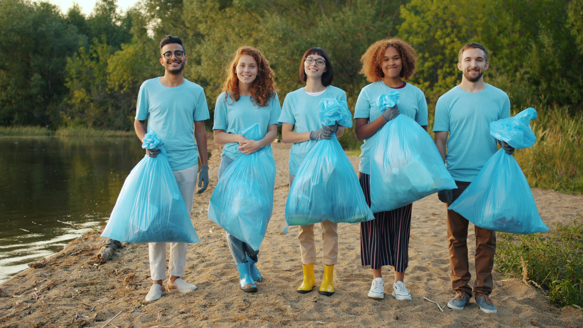 A group of community volunteers taking part in a clean-up