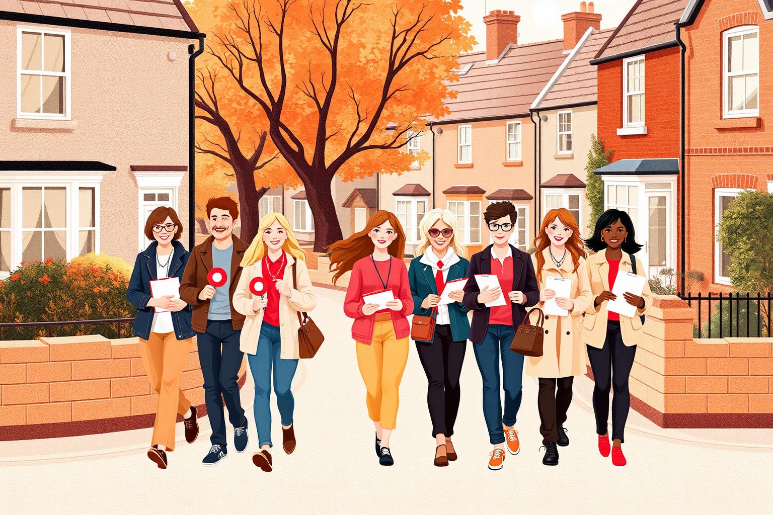 Volunteers gathered on a Northern English street ahead of a by-election